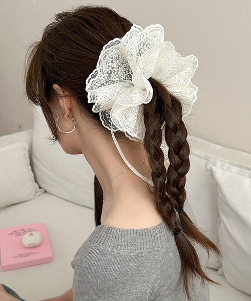 レースシュシュ ボリューム感 ヘアゴム レディース リボン まとめ髪 髪飾り お団子 オルチャン お洒落 大人 可愛い きれいめ デート 発表会 99QNSP-015